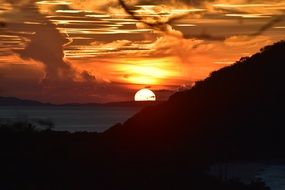 sunset over the caribbean coast