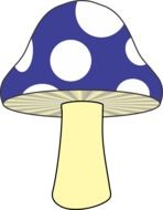 cartoon Blue with white spots Mushroom