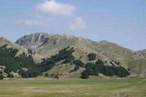 Landscape with the green mountains in summer