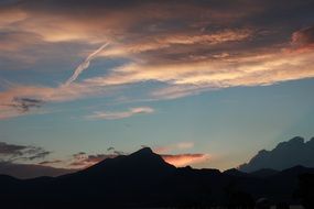 Mountain Peaks at the sunset light