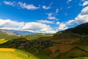 panorama of a picturesque valley on a sunny day