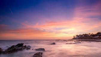 bright horizon at sunset in spain