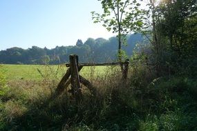 landscape of wooden Fence on a meadow