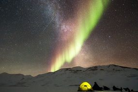 tent camp under the aurora borealis