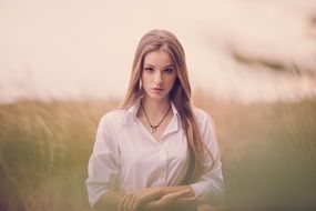 girl of the natural beauty among nature