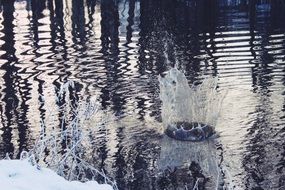Water Splash in winter River scene