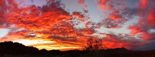 Panorama view of sunset sky