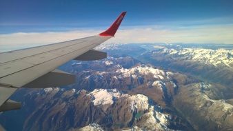 view from the wing of an airplane on the terrestrial landscape