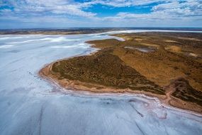 panorama of a frozen lake aerial view