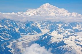 Landscape of the mountain range in winter