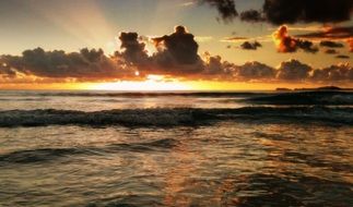 Landscape of Sunset sky over the ocean