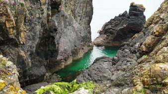 turquoise water near the rocky ocean coast