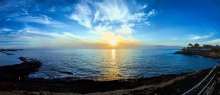 sunset over the coast of Tenerife island, Spain