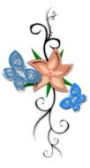painted blue butterflies and wild flower