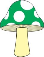 drawing of a mushroom with a green hat and white dots