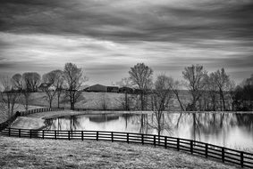 black and white picture of countryside