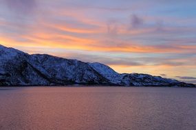Sunset on the landscape in Scandinavia