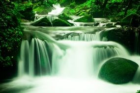 stream with Waterfalls and rocks in forest, korea
