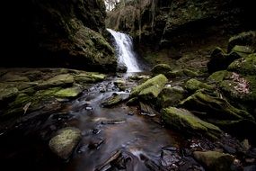 rocky waterfall in the countryside
