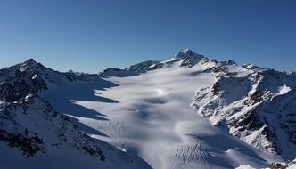 panoramic view of a snowy mountain range in austria