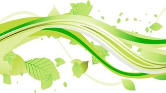 green waves and leaves drawing