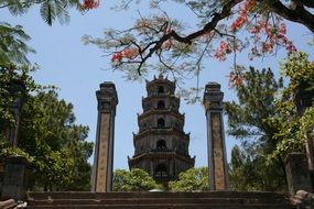 Pagoda in Asia on a sunny day
