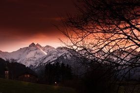 mystical sunset over the alps, germany, allgÃ¤u