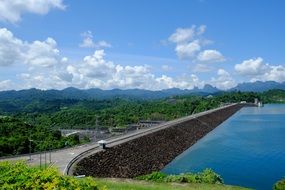 landscape with dam and mountains