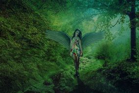 angel girl in the fairy forest