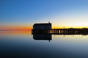 Wharf at calm sunset, usa, massachusetts, Provincetown, Cape Cod