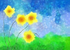 yellow daffodils as a graphic image
