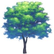 painted green tree on white background