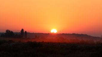 Landscape of the haze of sunrise