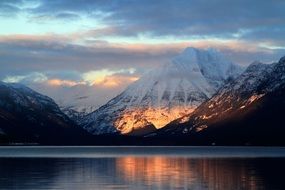 McDonald Lake at the foot of the glacier at dusk