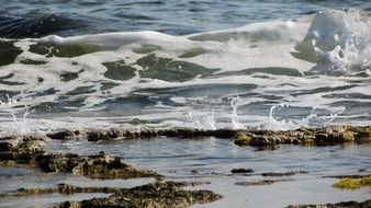 waves, sea foam and spray