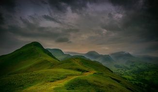 panorama of green hills in england