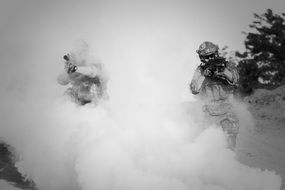 monochrome picture of desert gunshow