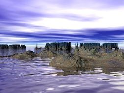 Landscape of the coastline with rocks