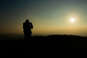 Hiking under the sunset