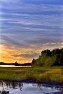 dusk over a lake in quebec