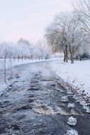 Landscape with the river in winter