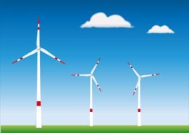 White and red wind turbines clipart