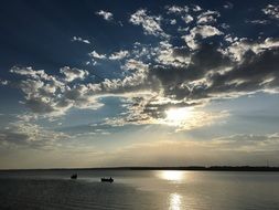 Sunshine in the clouds on the ocean