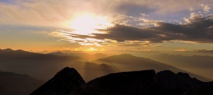 Sunset Mountain outlines Carega Sky view
