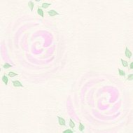 painted delicate roses on white wallpaper