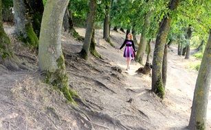 young lady in the old forest