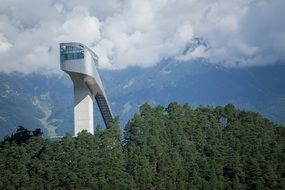 distant view of the bergiselschanze ski jump
