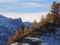 distant view of snowy peaks on a sunny day