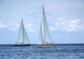 two Sailing Boats on Sea