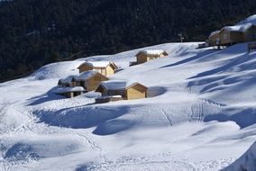wooden hats in Snow on Mountain side